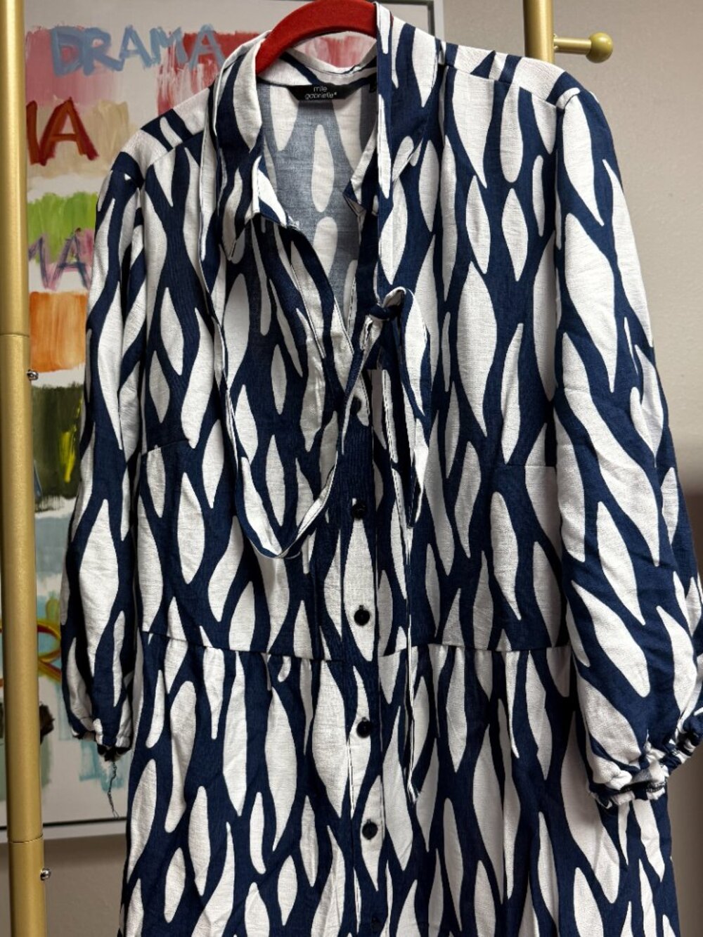 Beautiful Blue & White Midi-Dress MLLE GABRIELLE - Picture 2 of 9